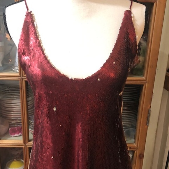 Free People Seeing Double Red Sequin Mini Dress, Size Medium - Picture 9 of 15